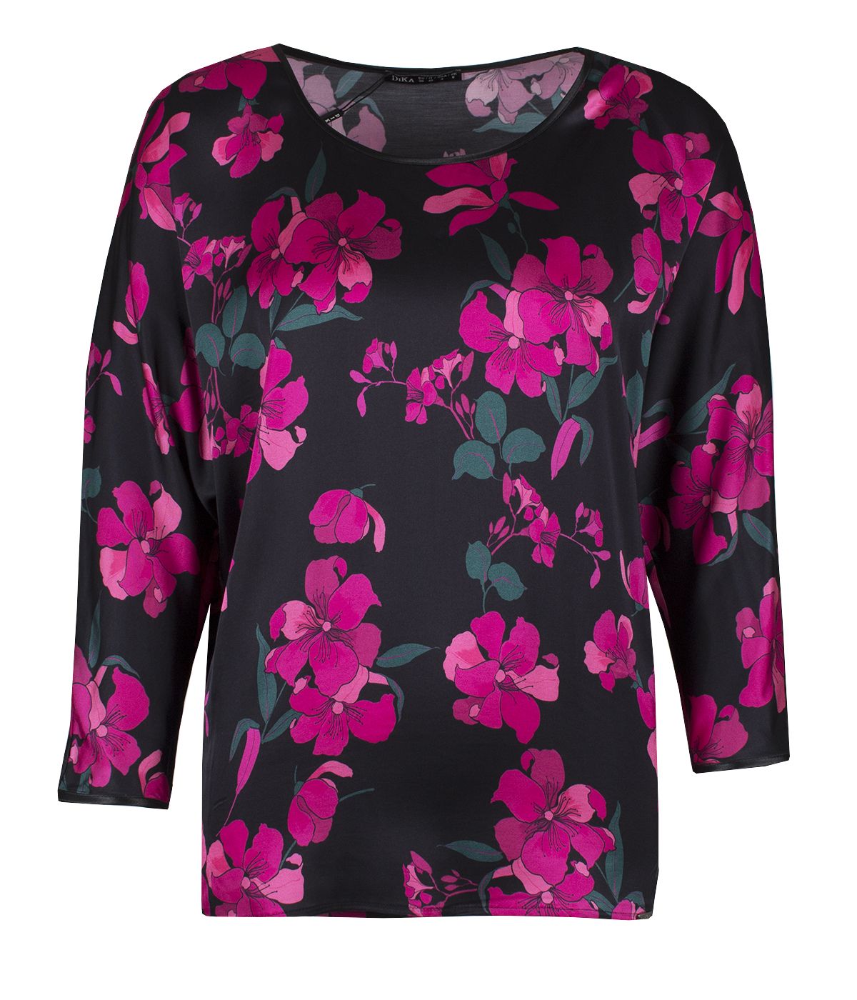 Round-neck rayon and viscose blouse with floral print  0